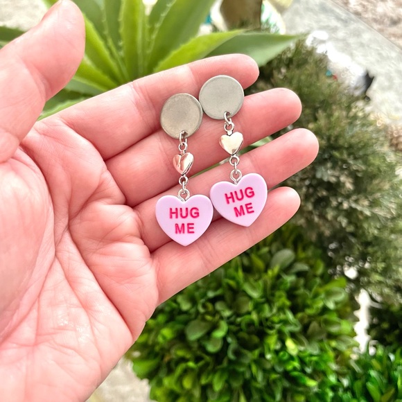 Conversation Heart Dangle Earrings - Picture 6 of 7